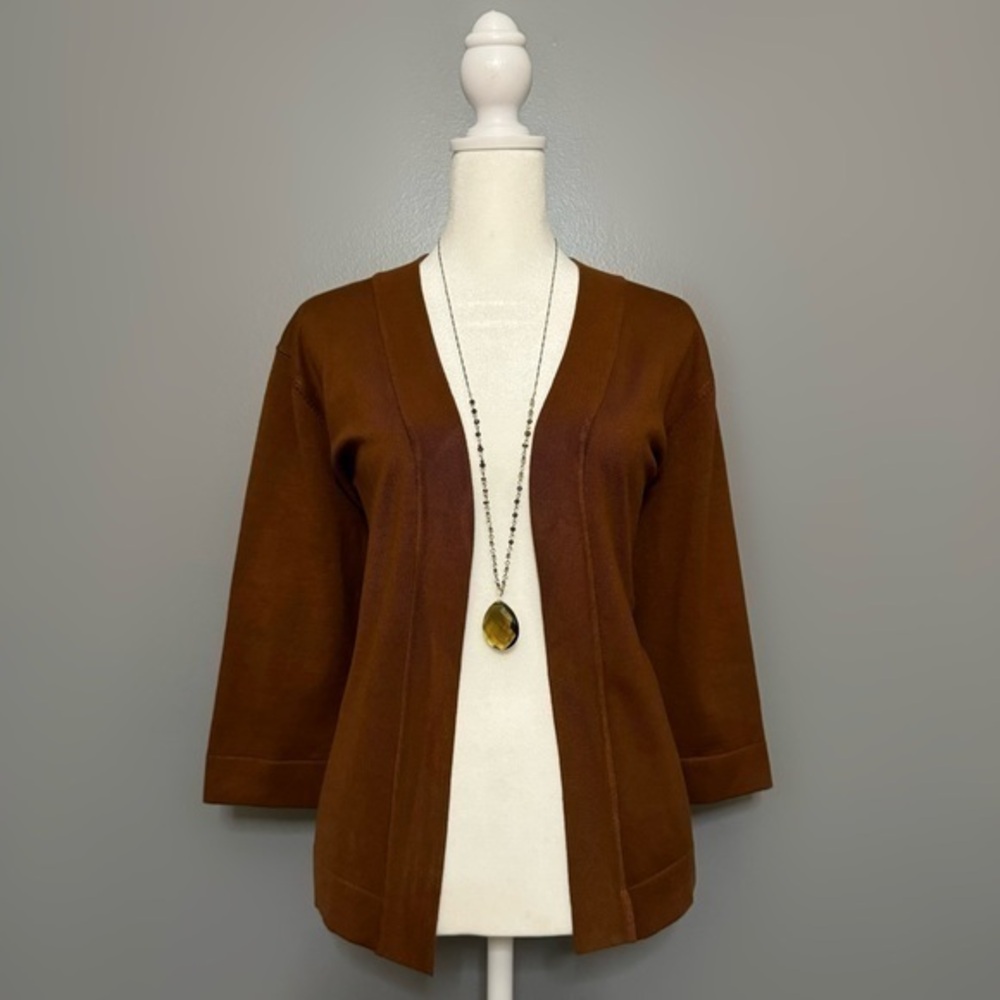 NWT Bettysays Brown Open Front Cardigan Size L